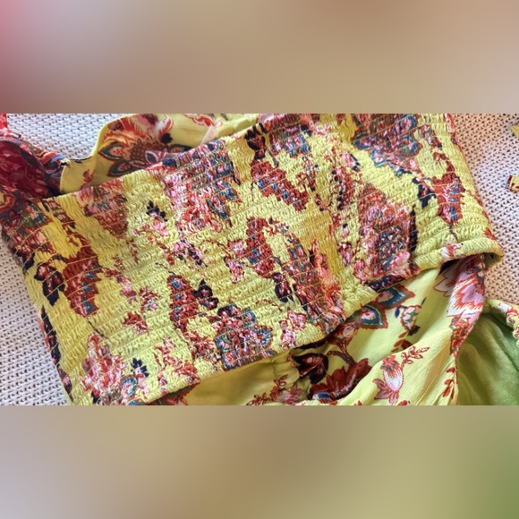 FREE PEOPLE Bali Citrus Skies Paisley Ruched
Halter Neck Flowy Jumpsuit - Picture 10 of 13